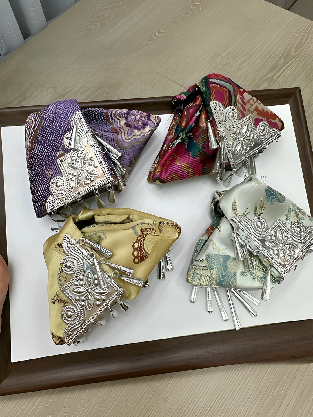 Women's hair clips and combs: New Chinese style silk claw clip with national design element, handmade fabric