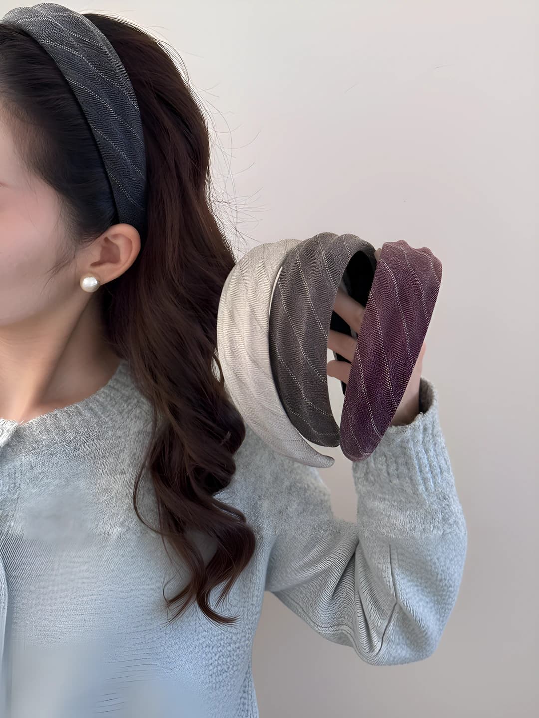 Dark grey striped headband