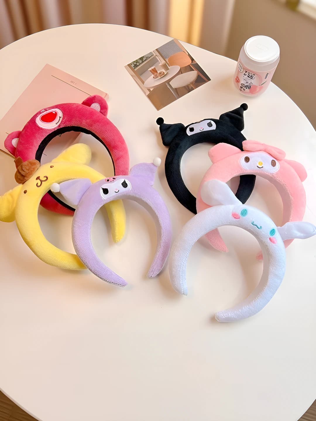 Qizlar uchun kuz-qish plyushli karikatura obodok: Cinnamoroll, Kuromi va olma ayiq