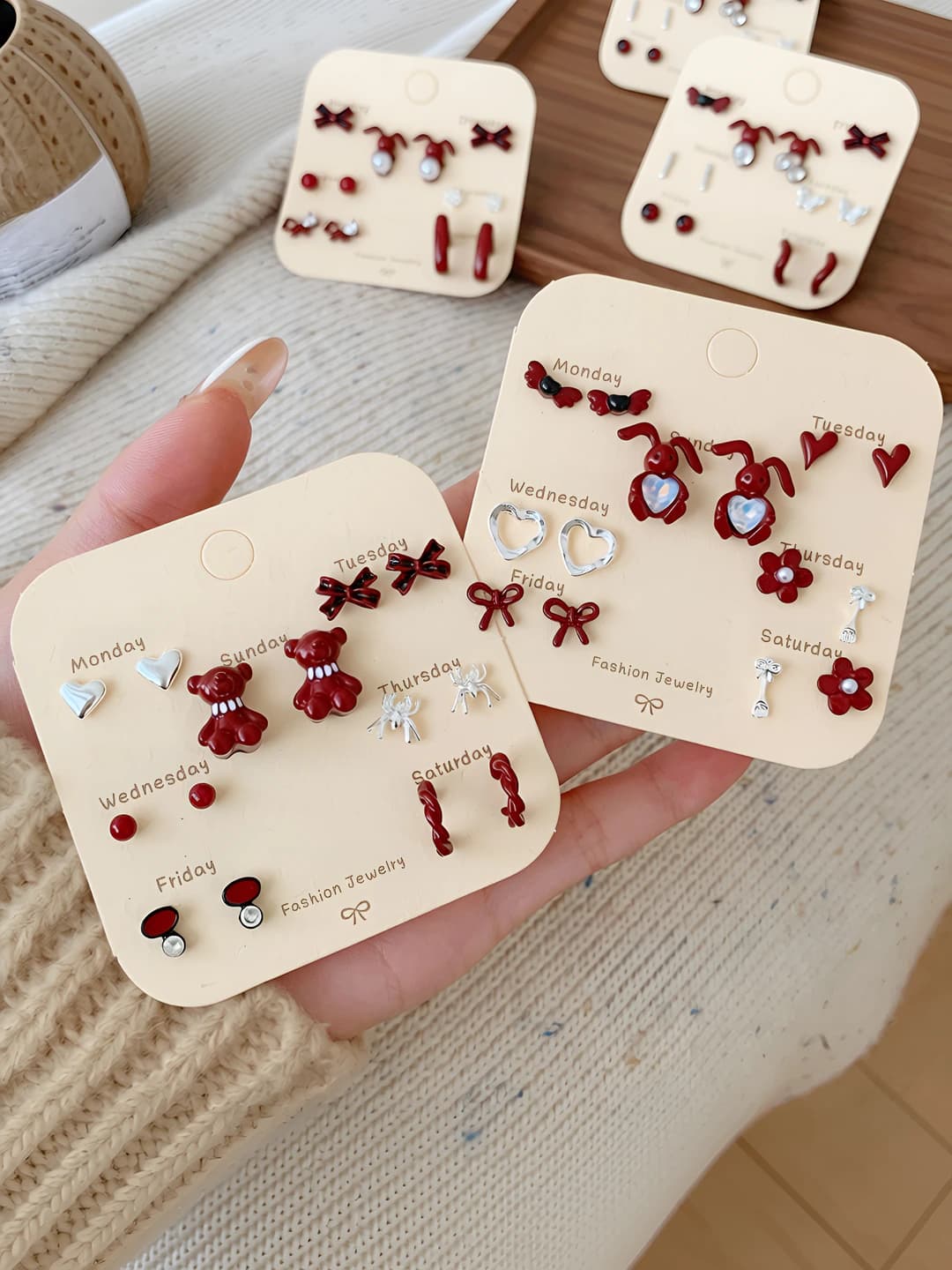 Women's 925 silver post butterfly and heart shaped small stud earrings set for autumn-winter
