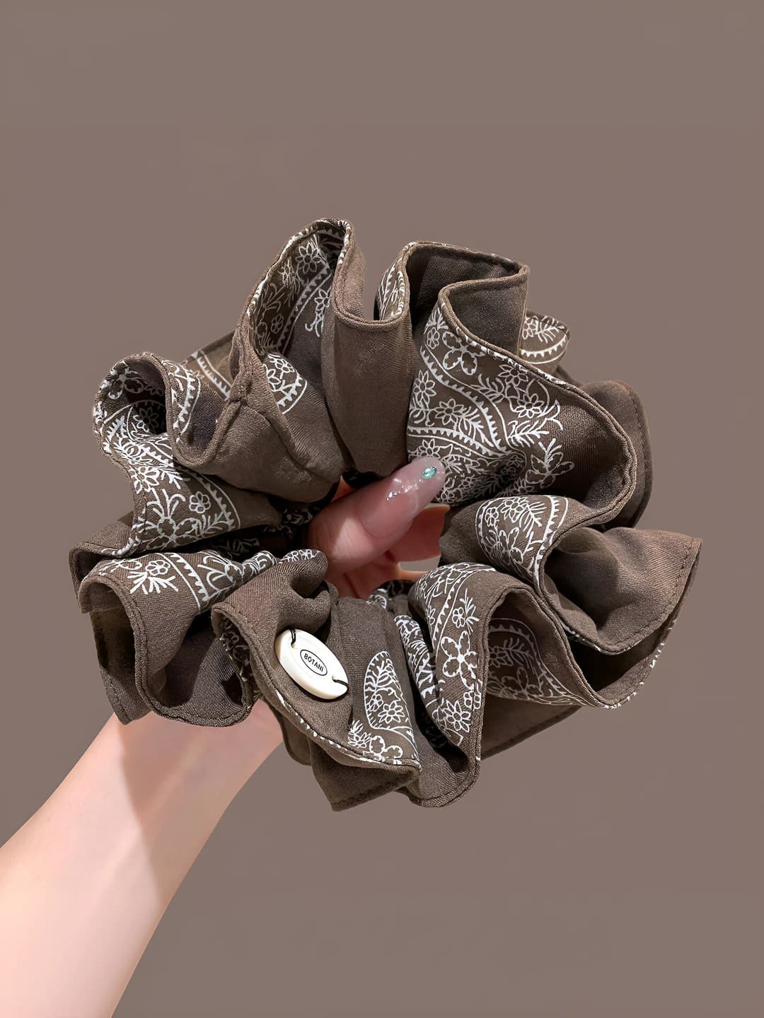 1# Coffee two-layer hair tie 16 cm
