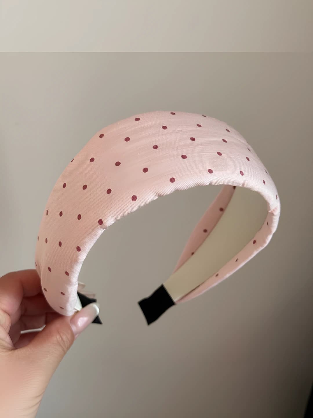 Polka dot headband, pink