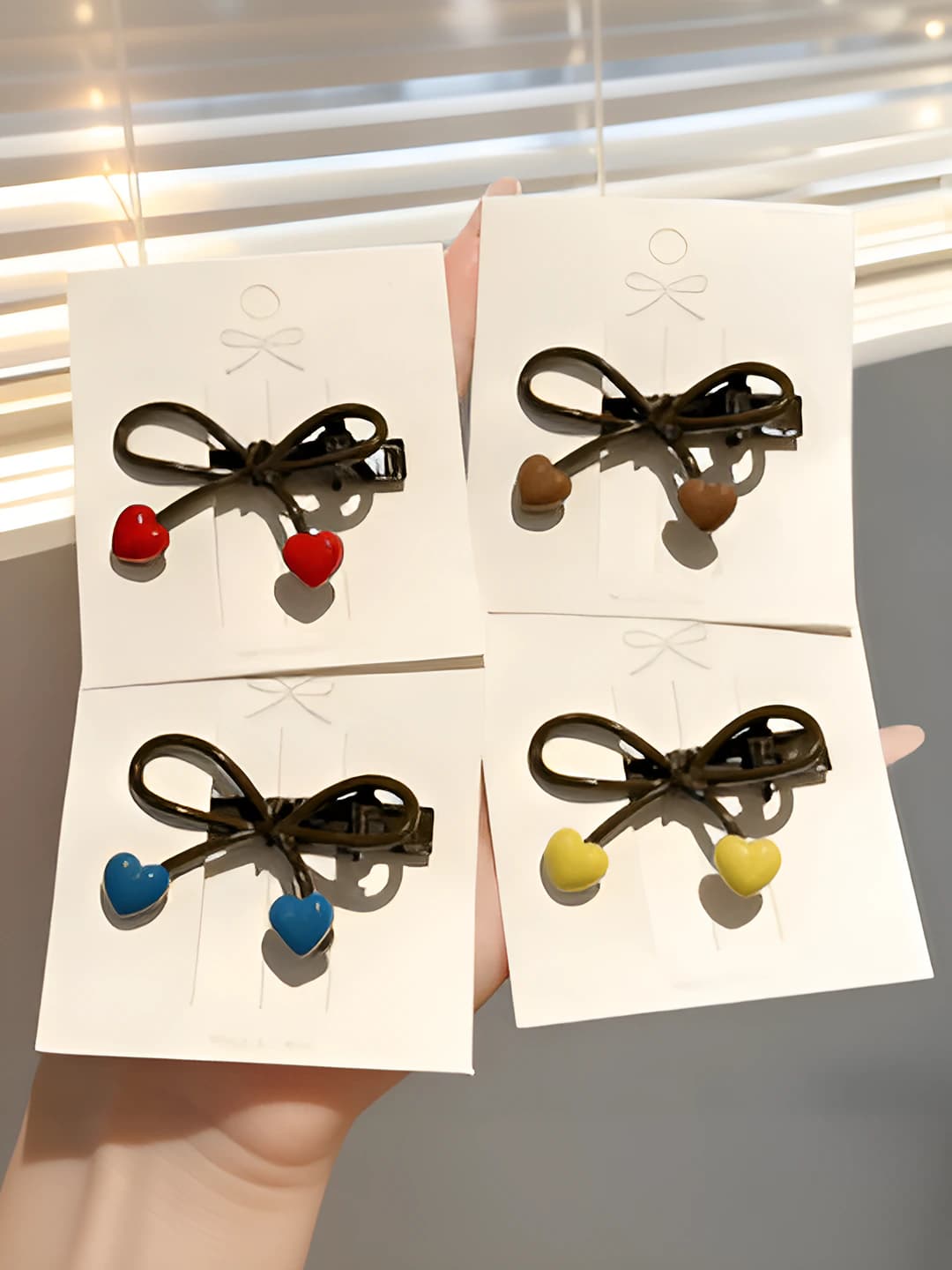 Heart bow clip - Brown - 1 pc