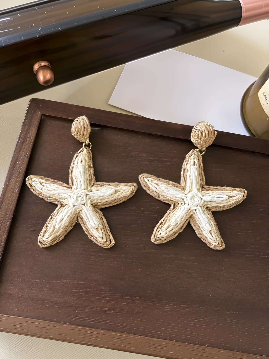 Coffee star stud earrings