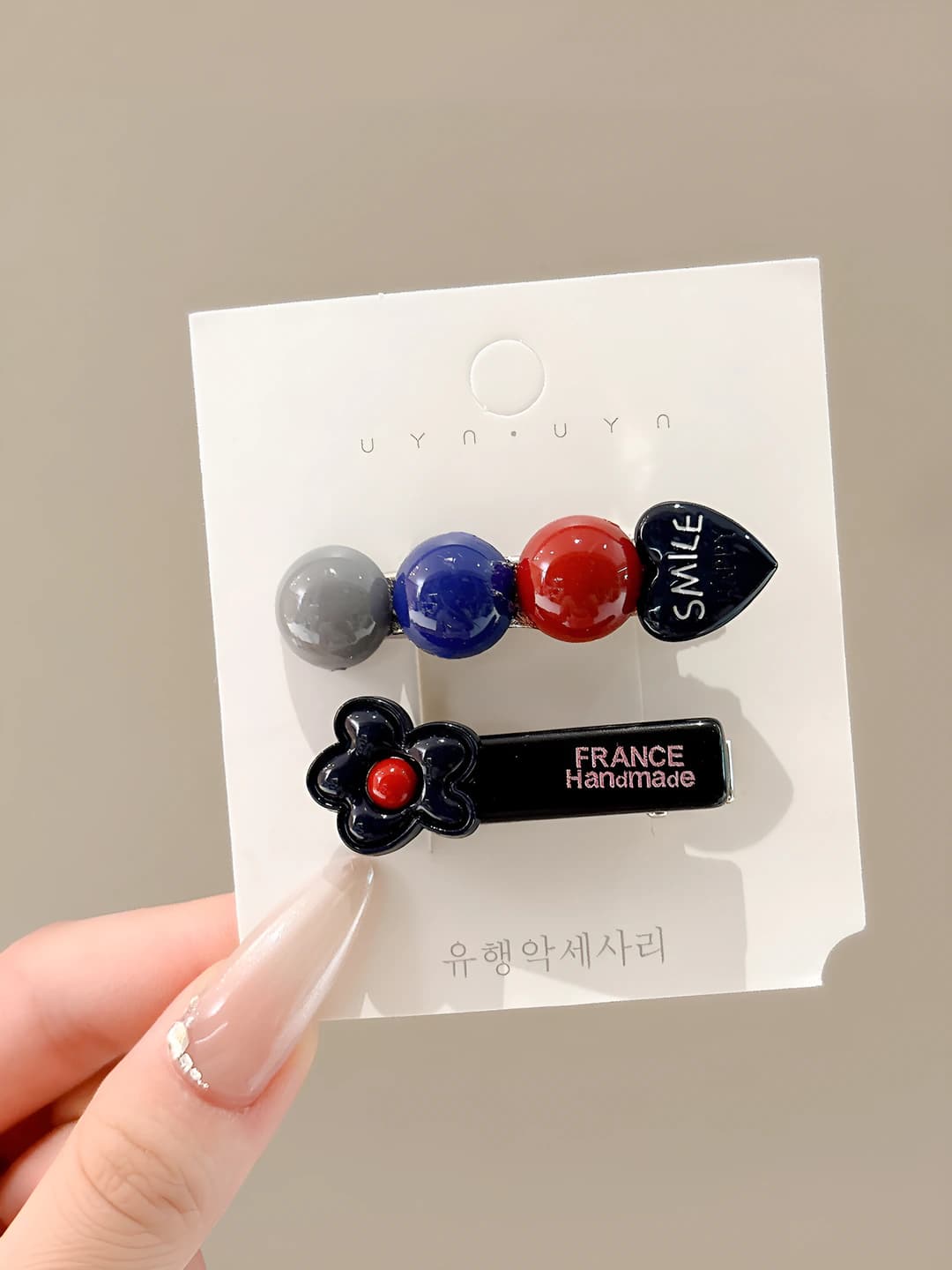 Blue & red flower clip 4.5/5.5 cm