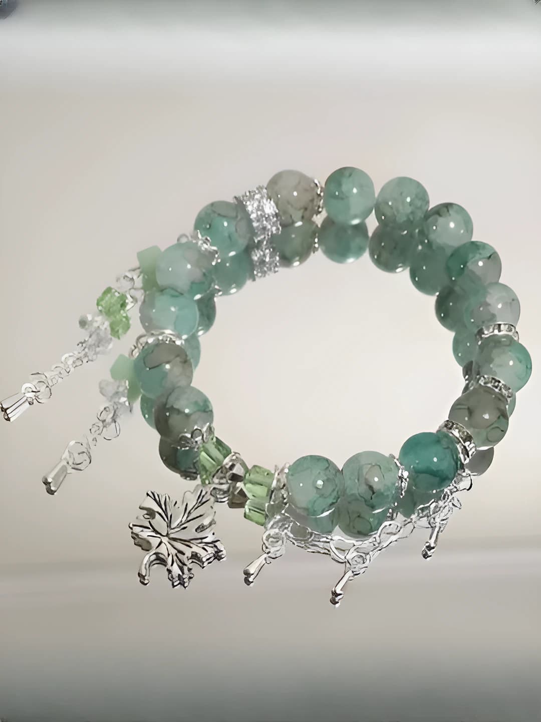 Forest Butterfly Glass Green Bracelet