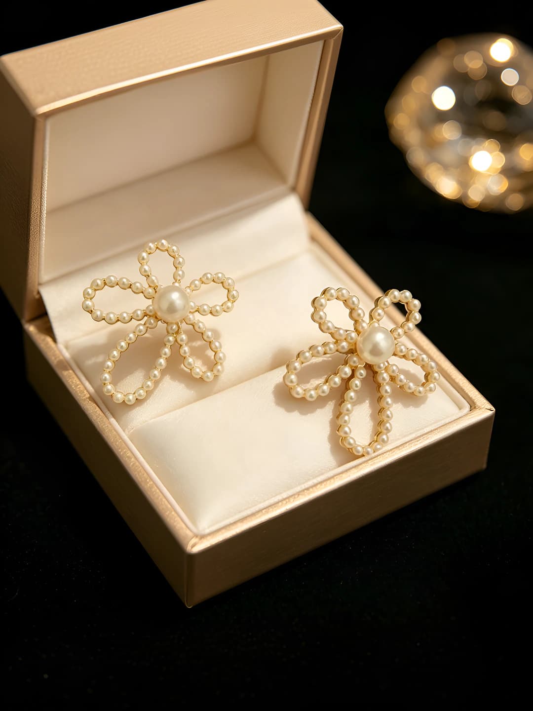 925 silver pearl flower stud