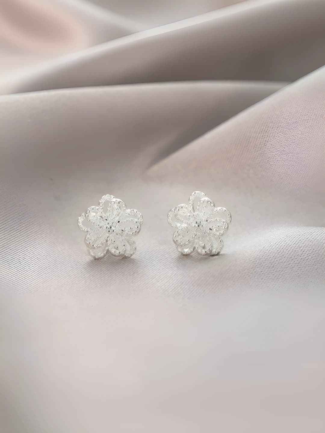 8# Double-layer floral stud earrings