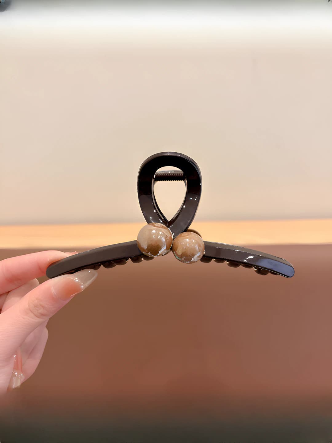 Crossed Double Beads, Coffee Brown, 13 cm