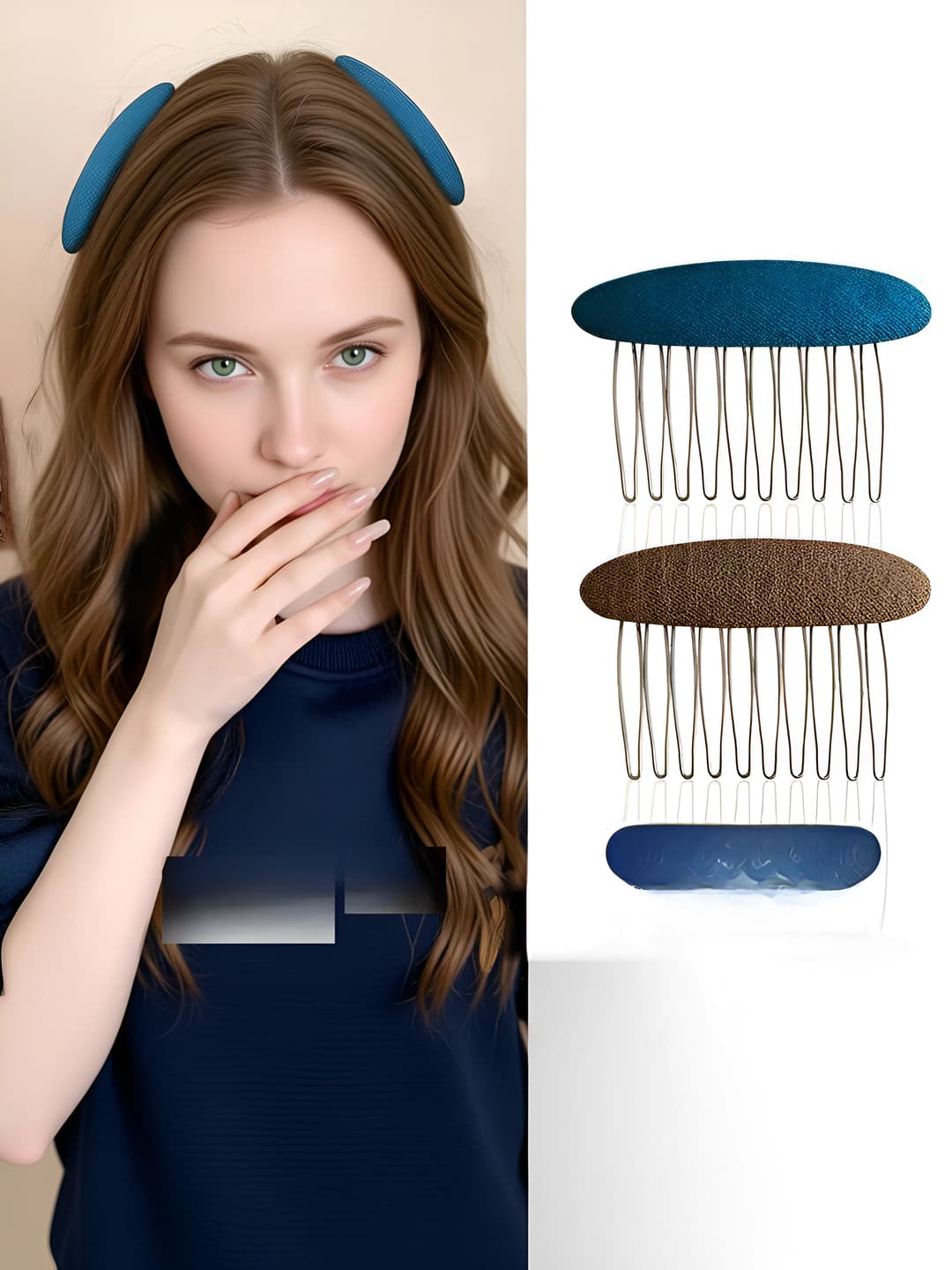 Women's retro felt hair clip comb, U-shaped, handmade, 2026