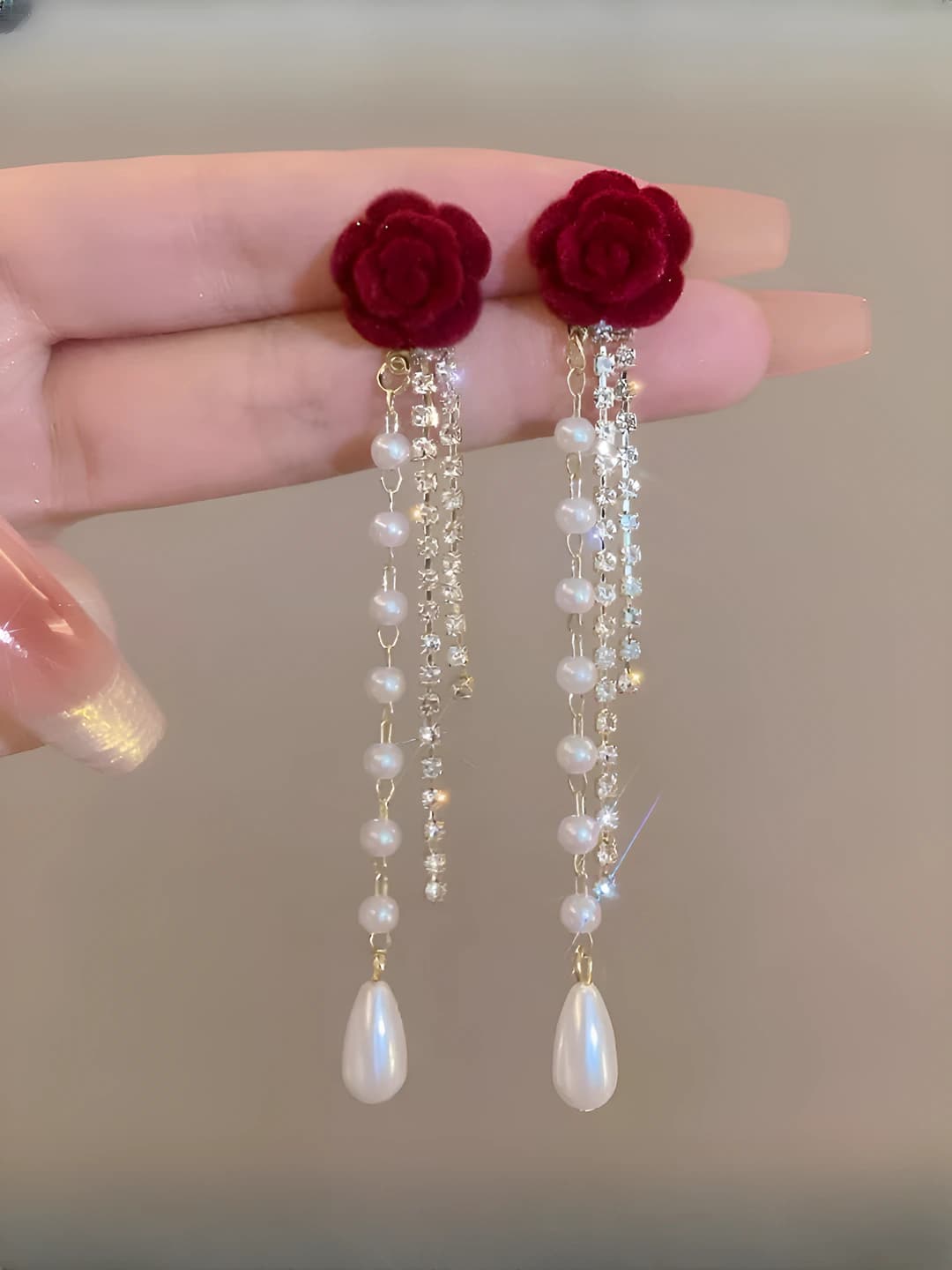 Floral tassel earrings