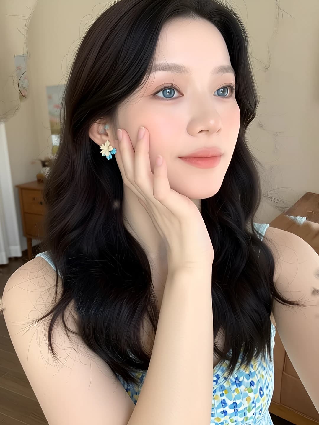 Blue two-way colour-block studs