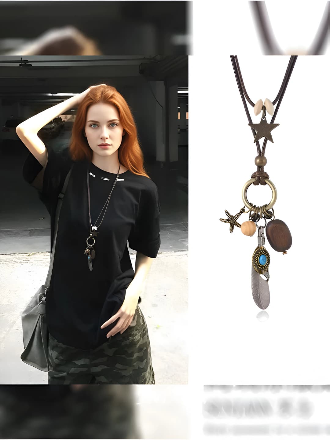 8# necklace - Silver - Small feather