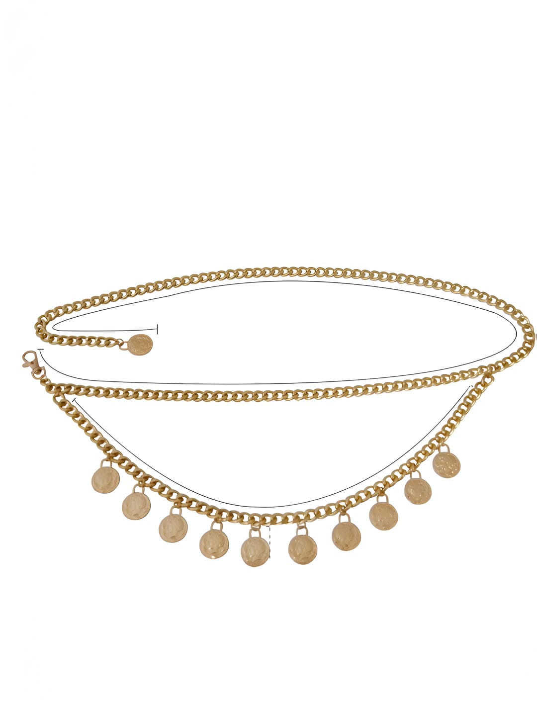 Antique gold coin fringe waist chain