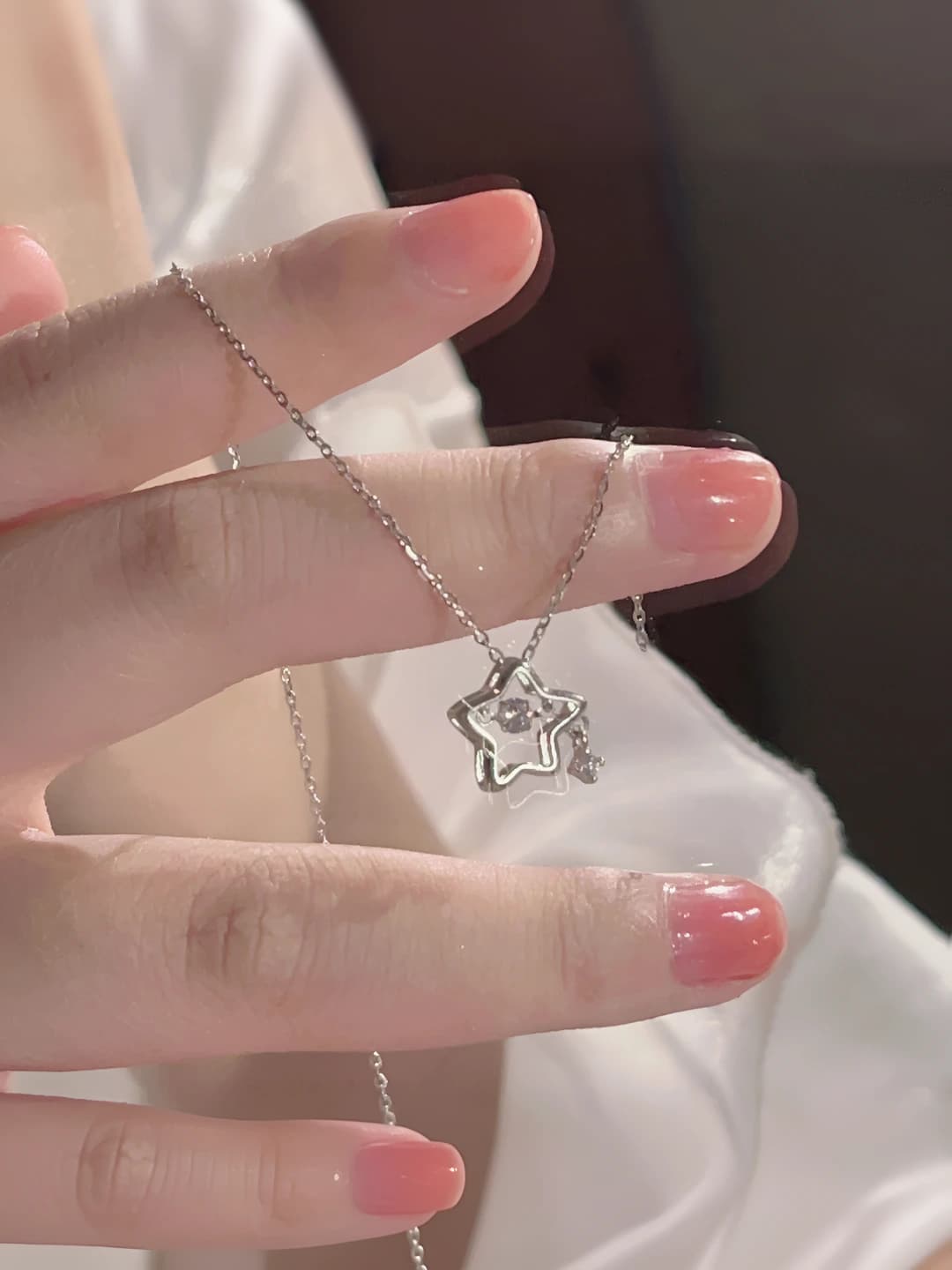 Women's star pendant necklace: alloy, 41-50 cm, regular chain, fresh style