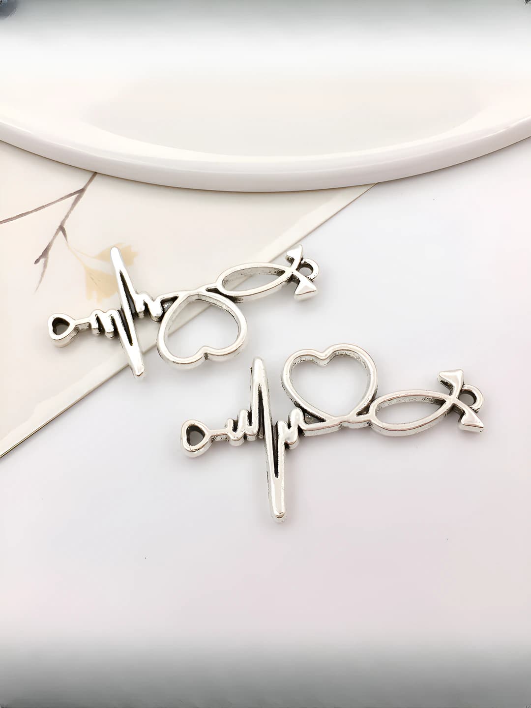 1 pc Antique silver heart medical ECG 20x33mm-1.9g-12150