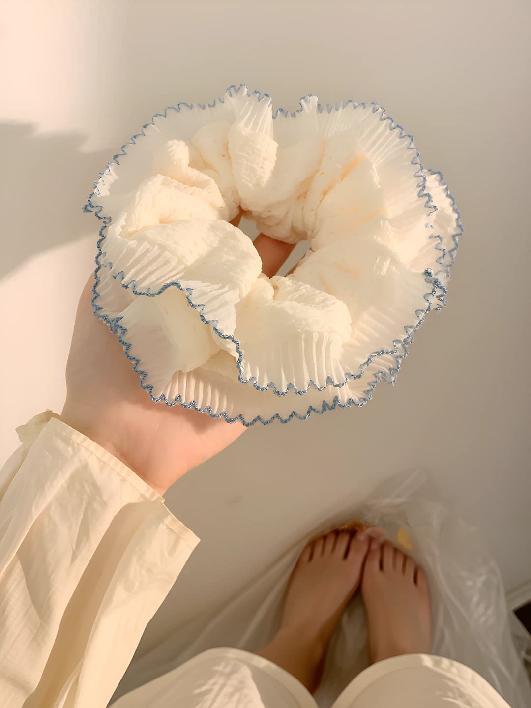 2# Двухслойный синий цветочный кружевной край - 16 см