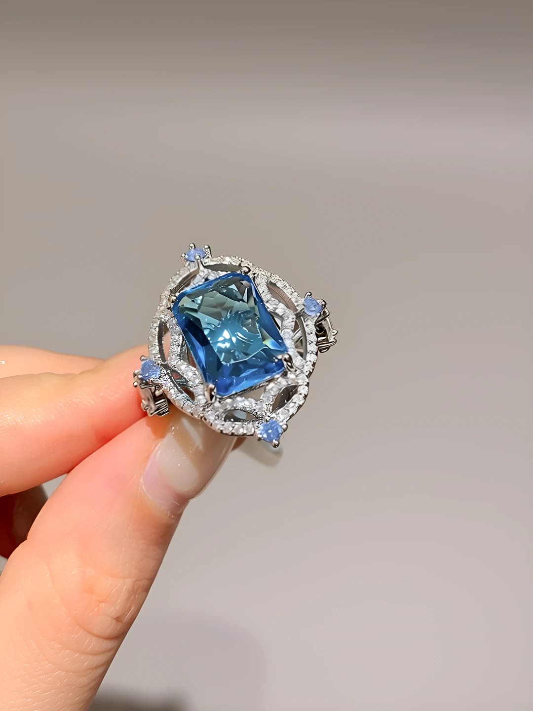 54# Ring - Silver - Blue