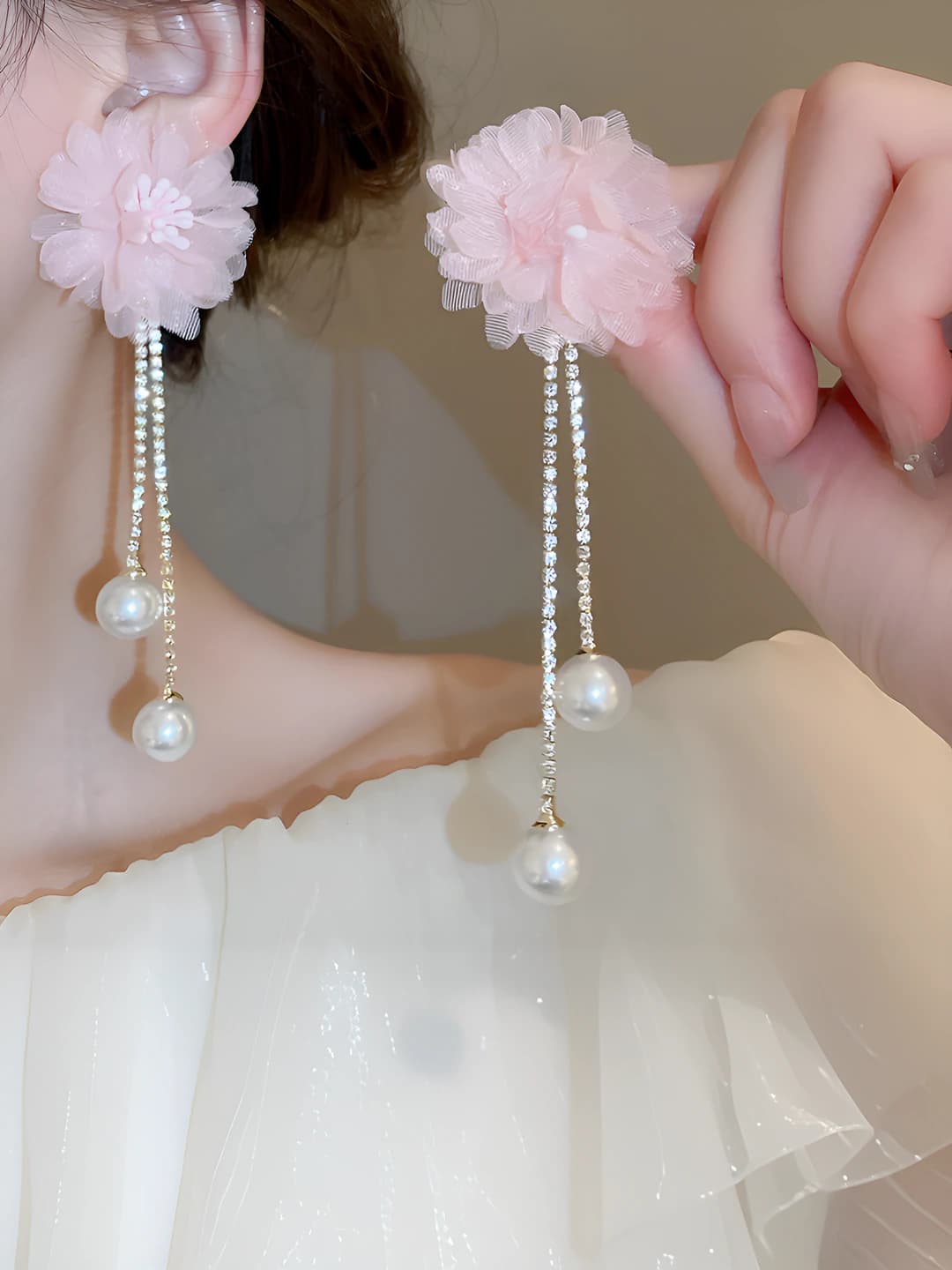 25# Серебряная игла - Розовый цветок тюль