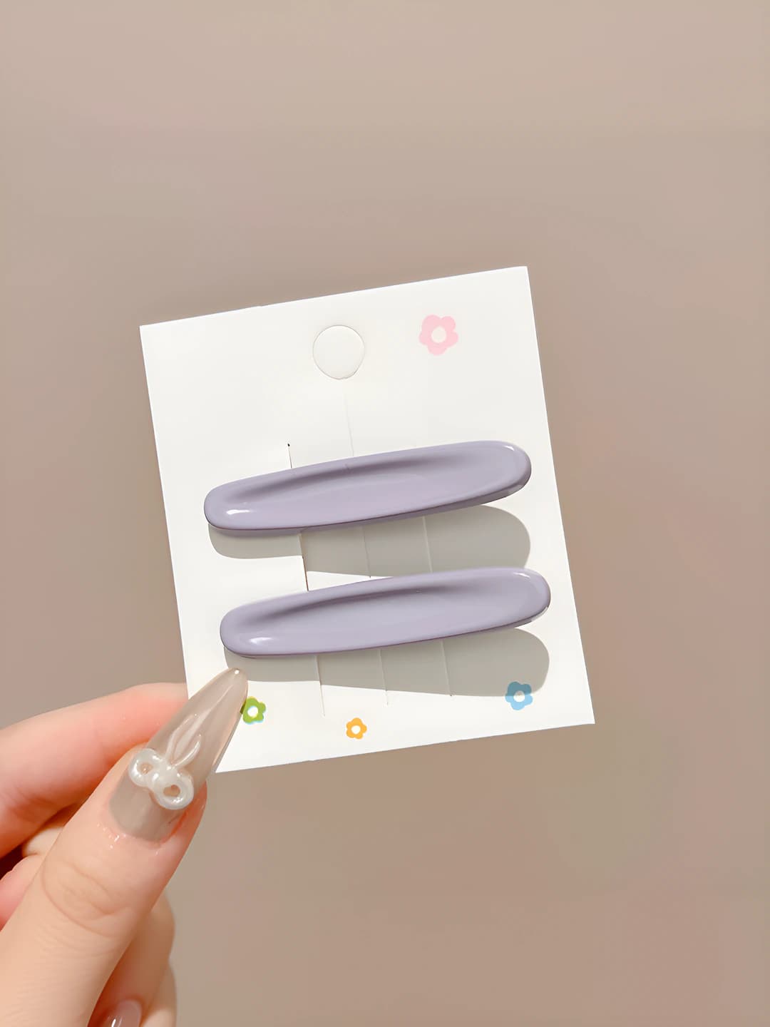3# Rangli oval gulli soch to'g'asi Binafsha rang Juft ~5.2cm
