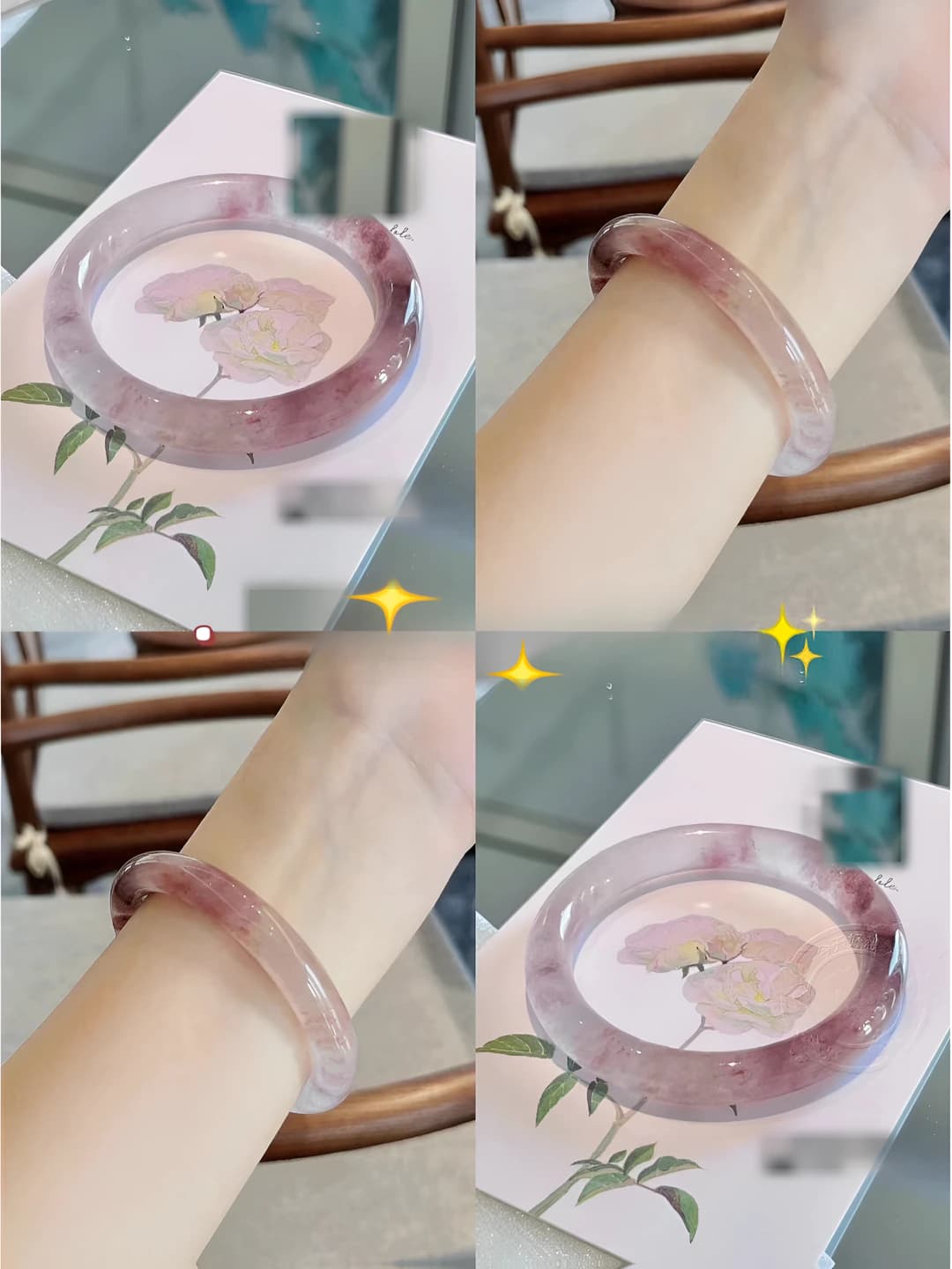 Толстый браслет, Малиновый пух, 58mm