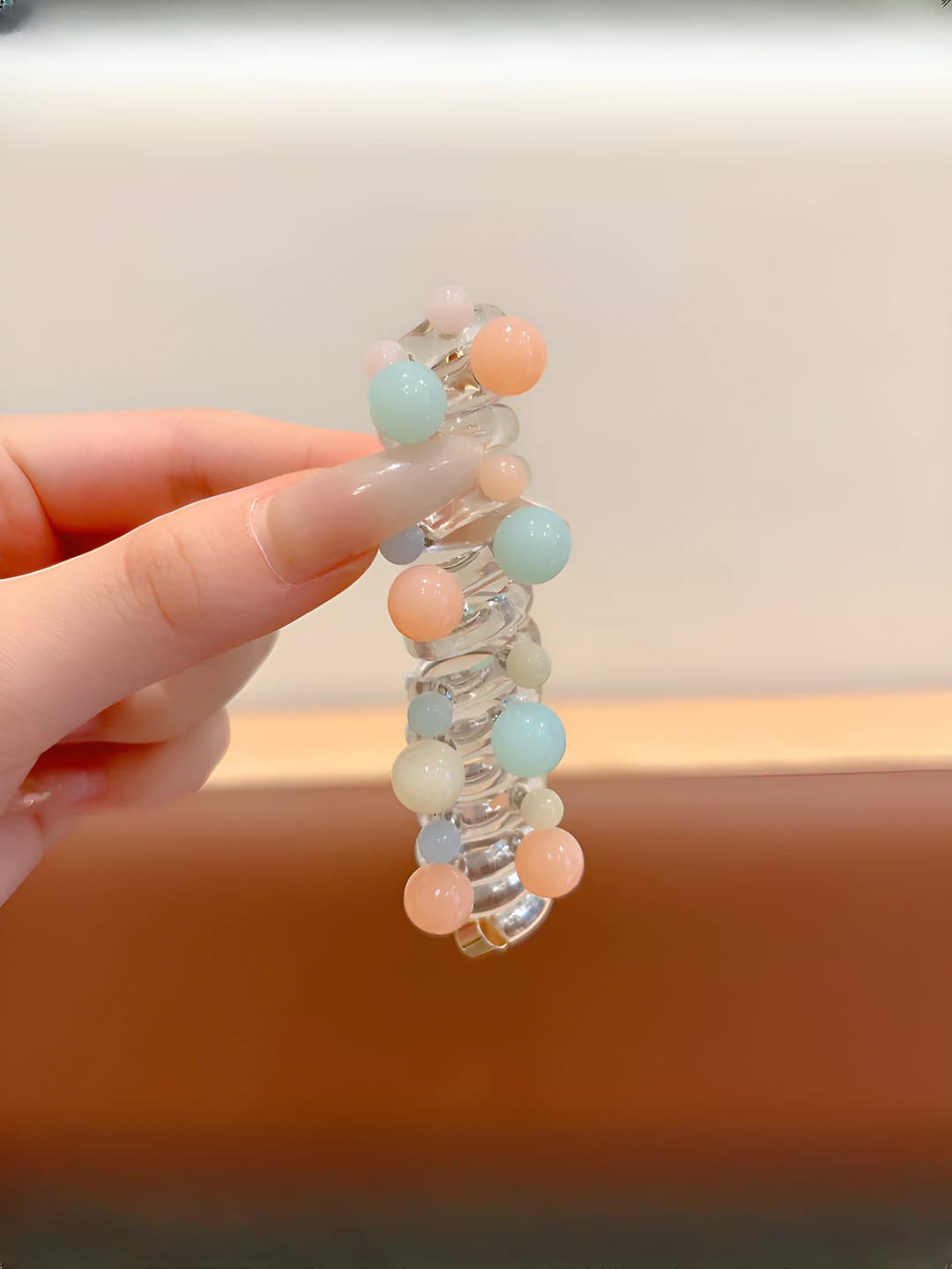 10# Clear multicolour pearl hair tie