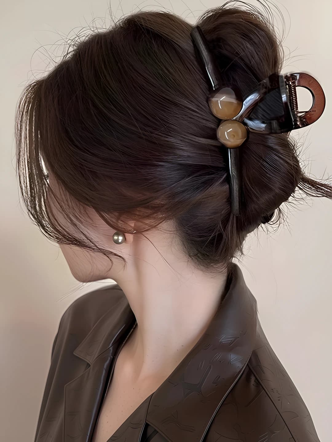 1# Brown gradient double pearl 12.5cm