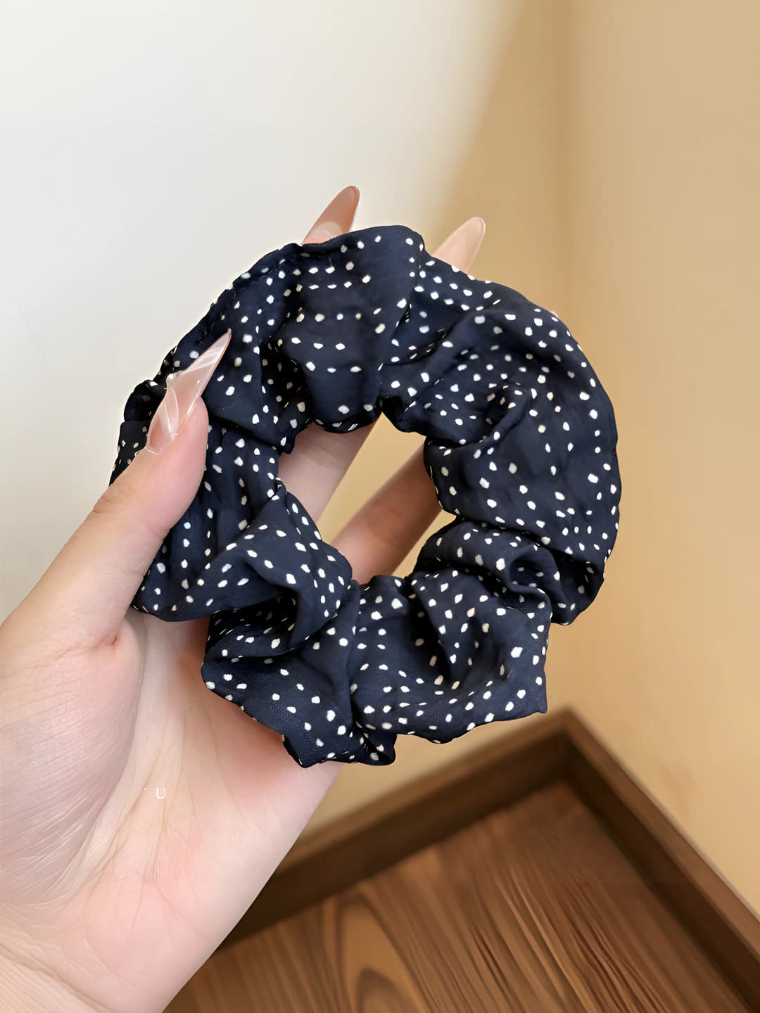 Blue, polka dot, 8 cm