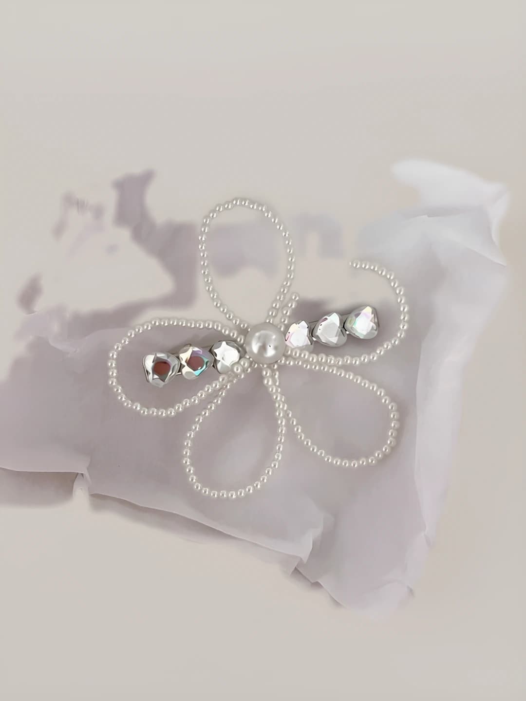 FJ1049 rhinestone heart flower hair clip - 1 pc