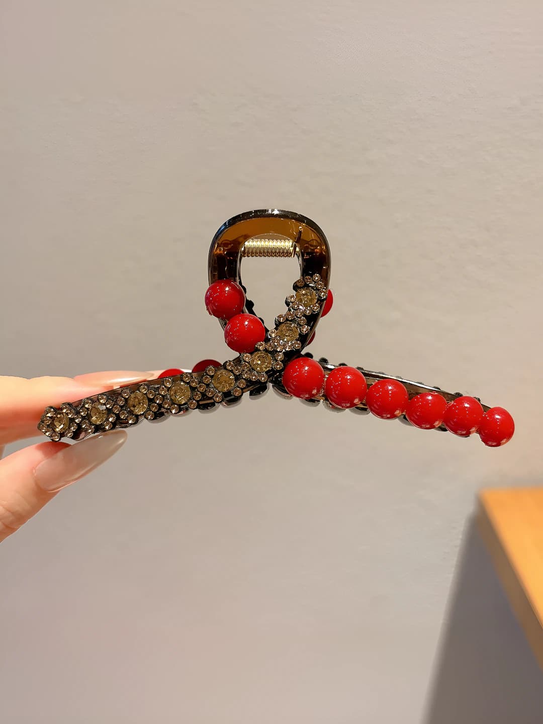 1# Red beads claw clip [11cm]