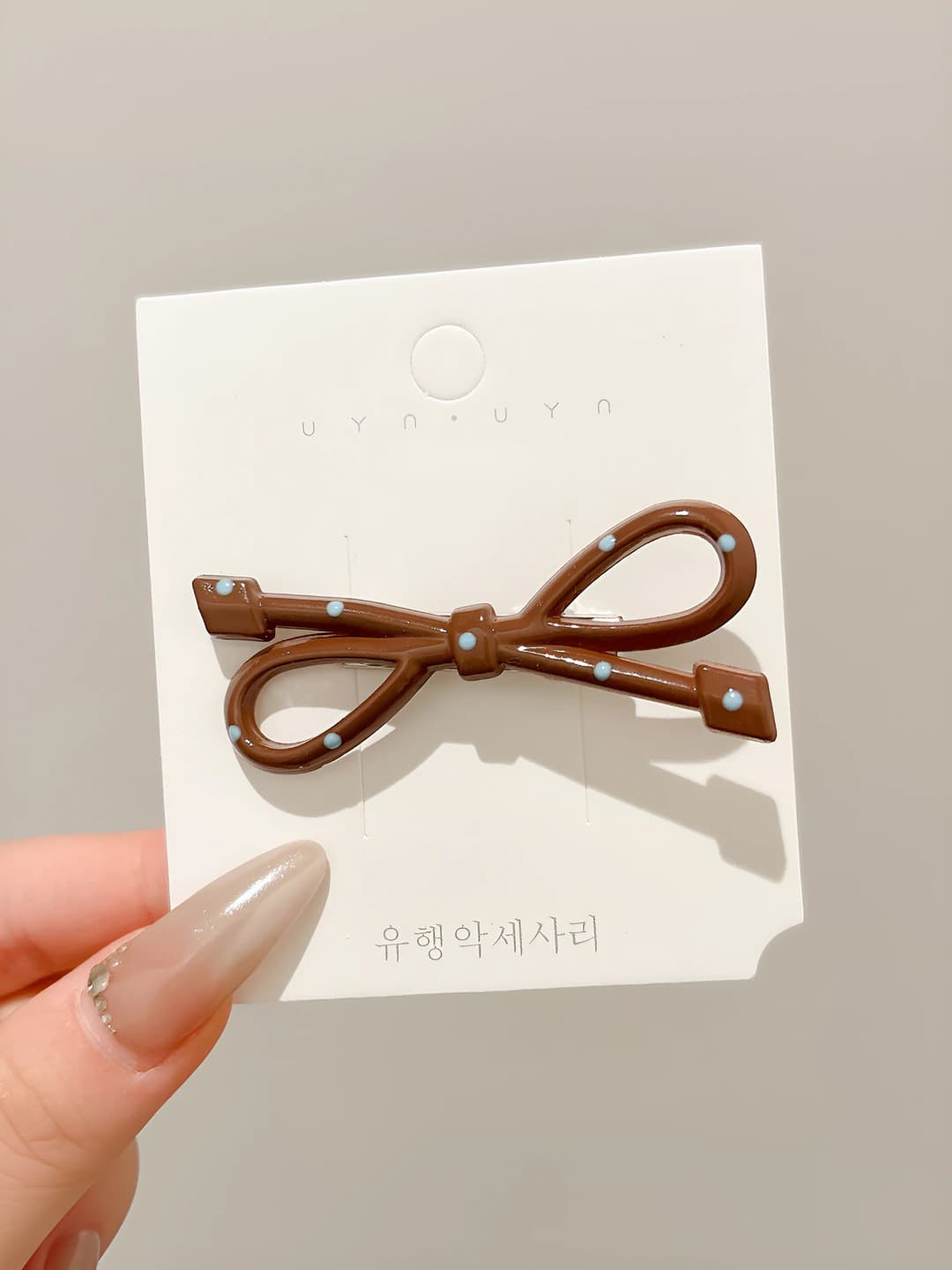 2# Coffee figure-8 polka dot clip 6cm