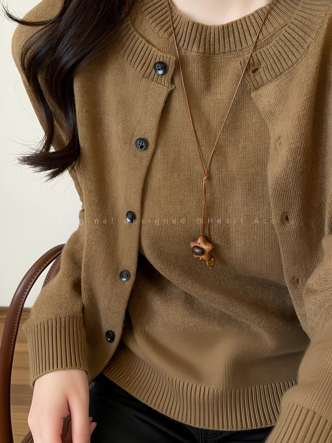 Peach, star, tiger eye necklace