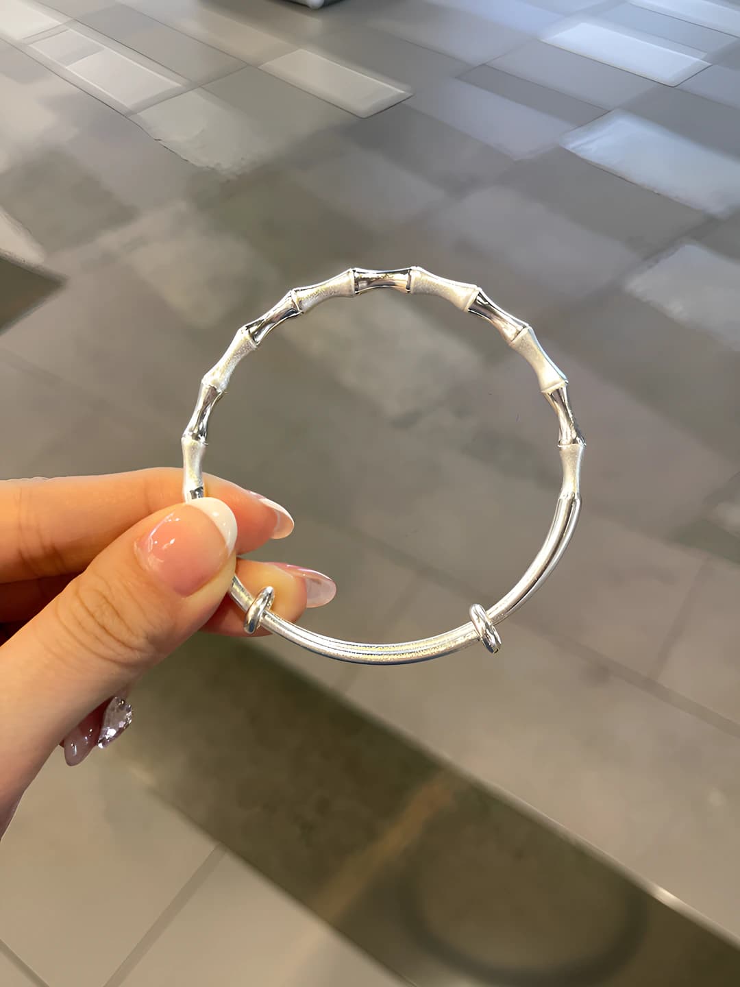 Women's bamboo-joint bangle bracelet in Korean style, retro look, geometric shape, made of copper