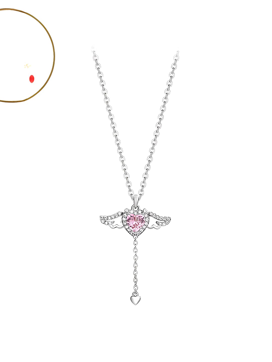 Women's pendant necklace: Cupid's heart, angel wings, tassel, sweet style, heart and Cupid's arrow design elements, copper and alloy material, 41-50 cm length, 3 g weight, Valentine's Day gift
