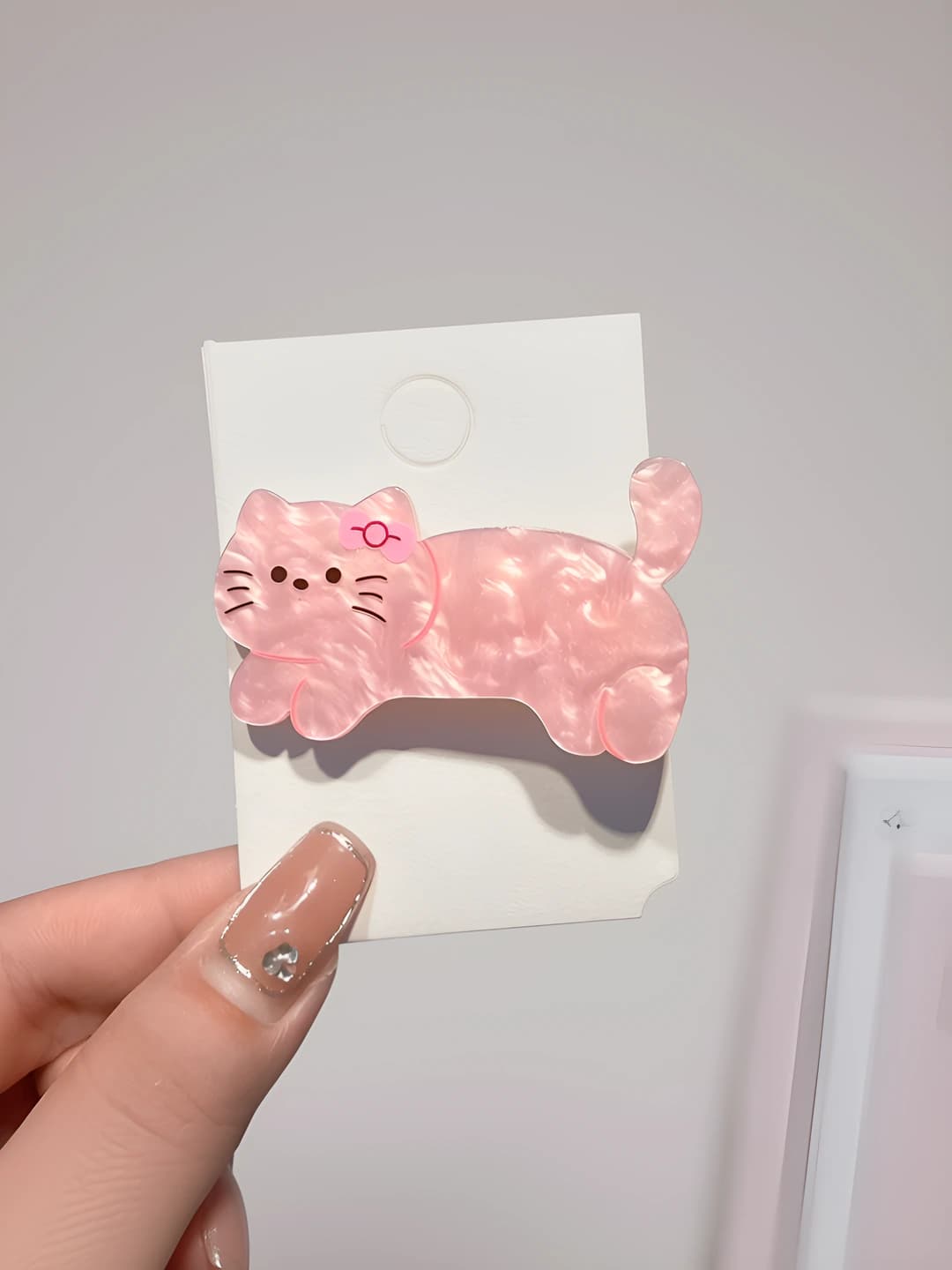 Pink cat hair clip 5.5 cm