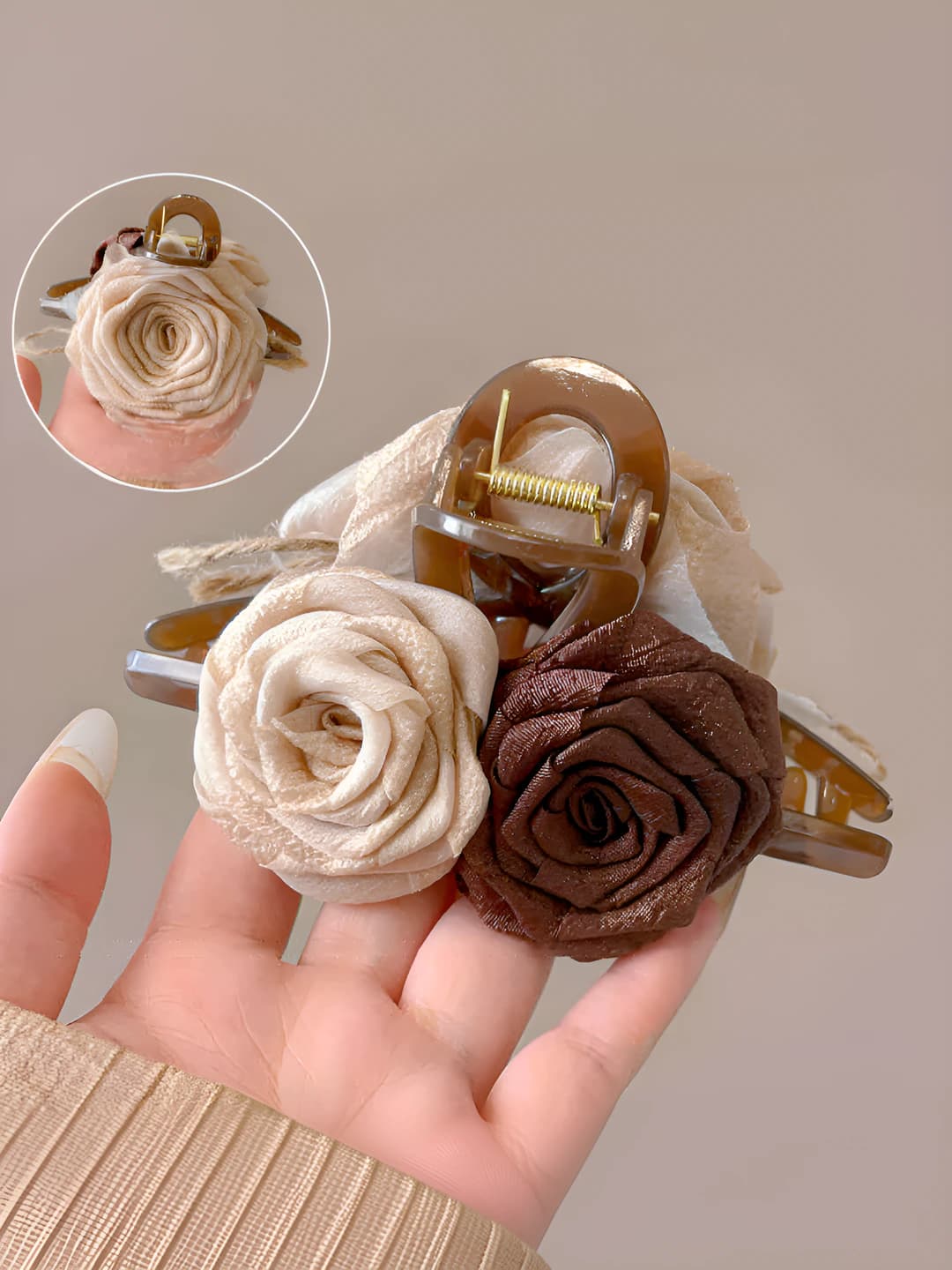 2# Молочный-кофейный сухая роза зажим 13cm