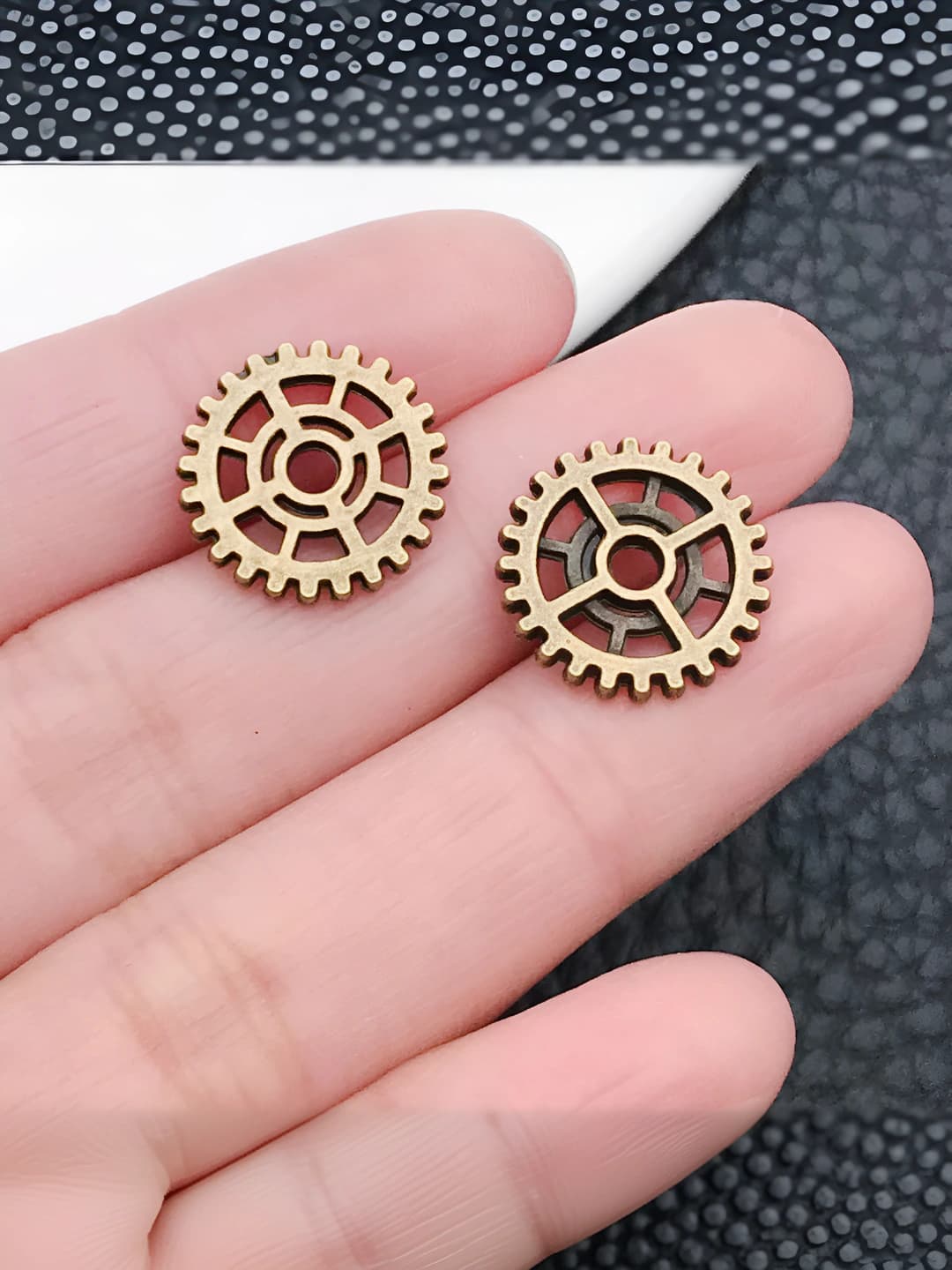 1 шт, античный бирюзовый, шестерня, 15x15mm, 1.1g