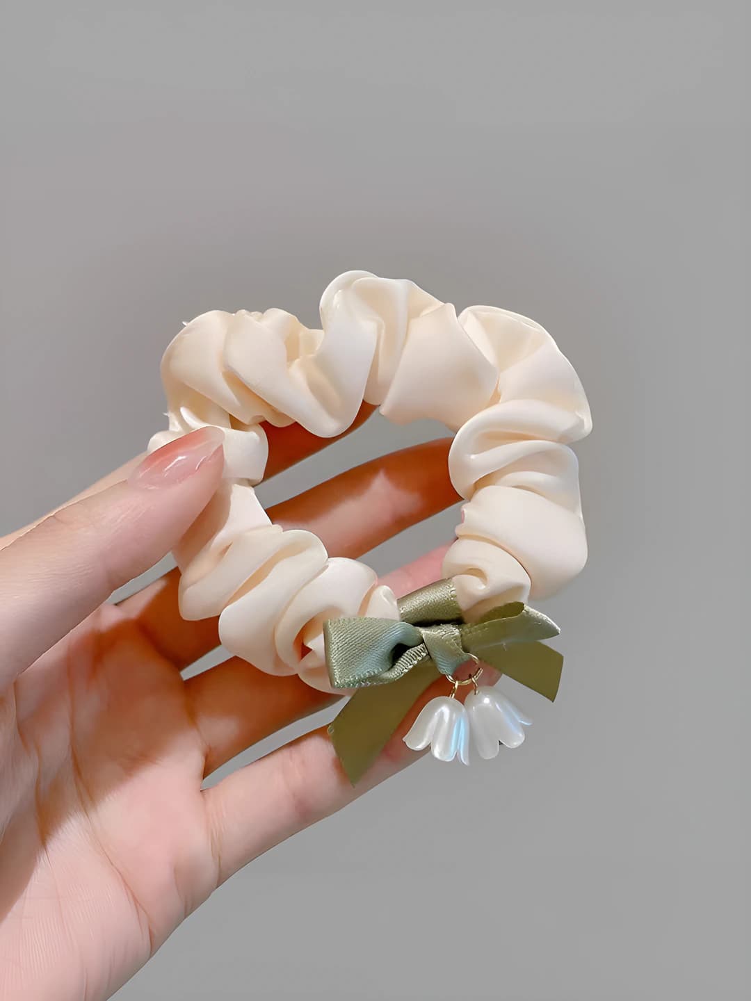 Beige, bow, 9 cm