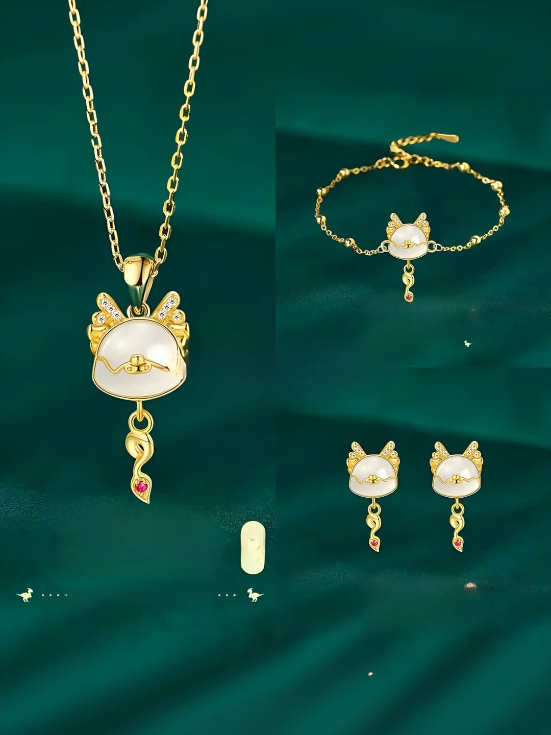 Women's jewelry set 2026, design element: dragon, bracelet, necklace, earrings