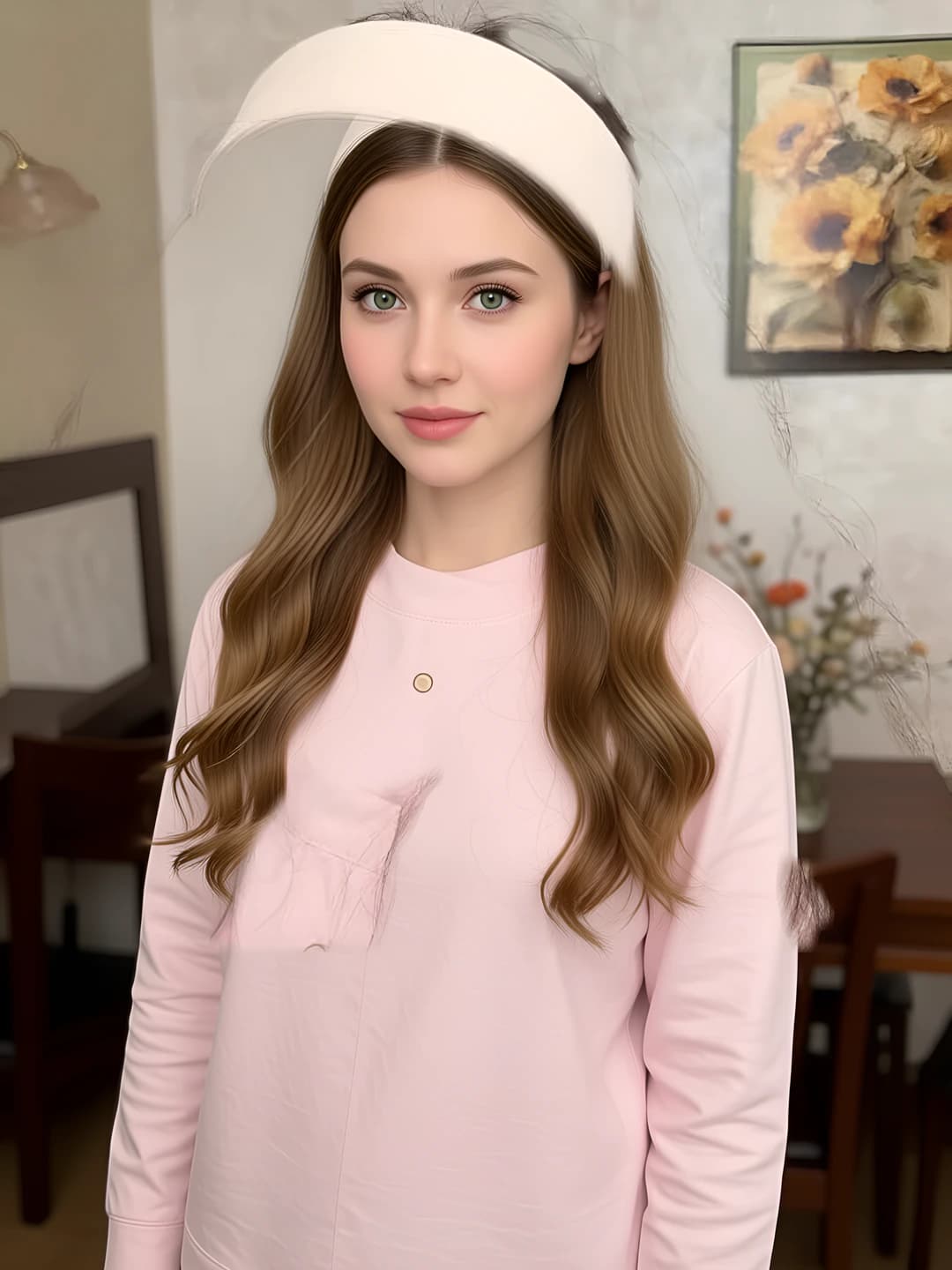 Pearl white, striped wide headband