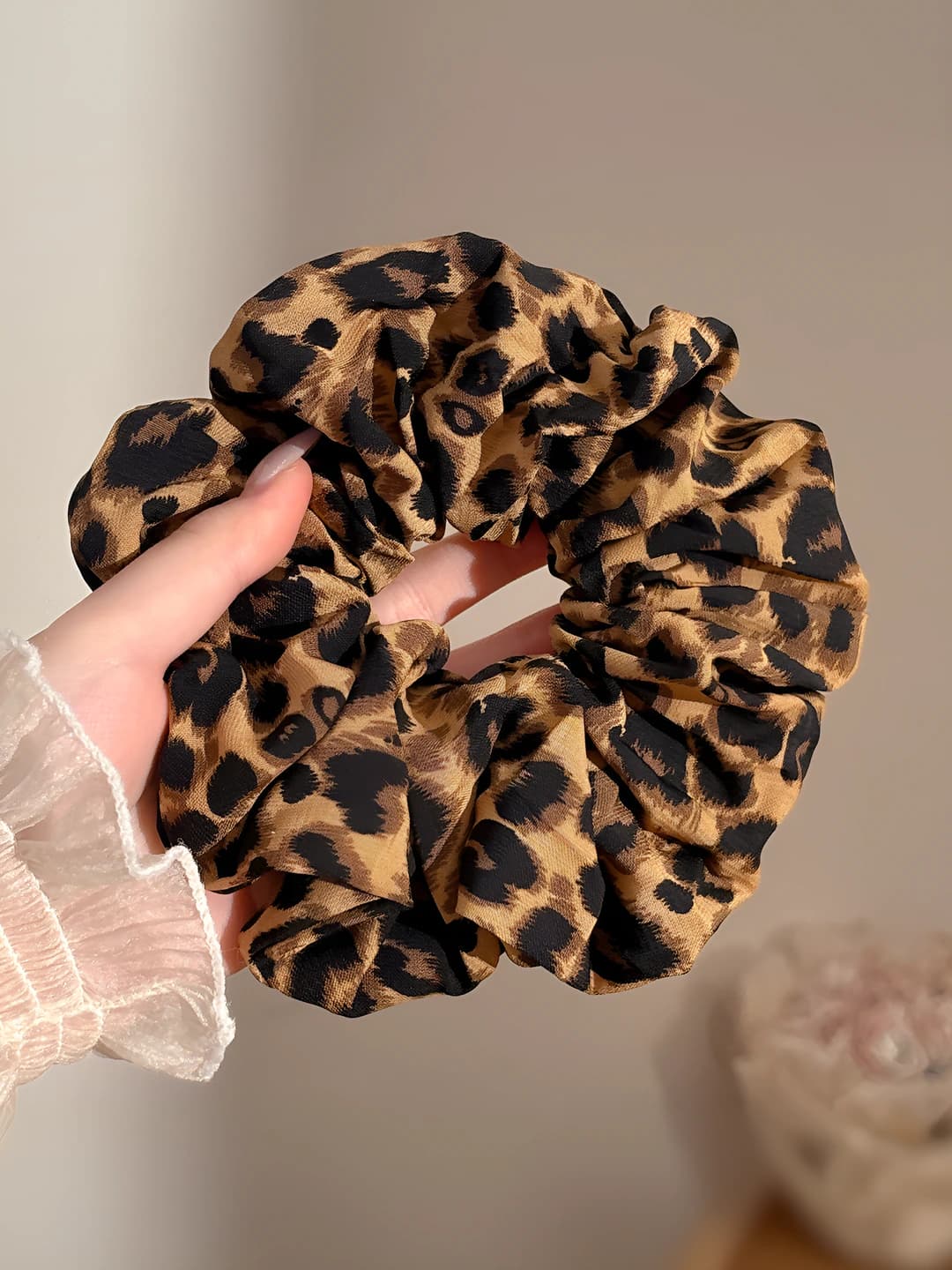 Large leopard hair tie approx 16 cm