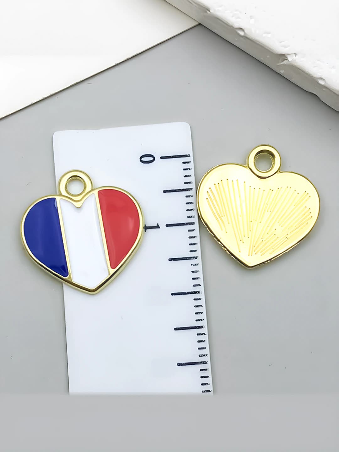 1 pc large US flag heart, 18x18mm, 1.1g