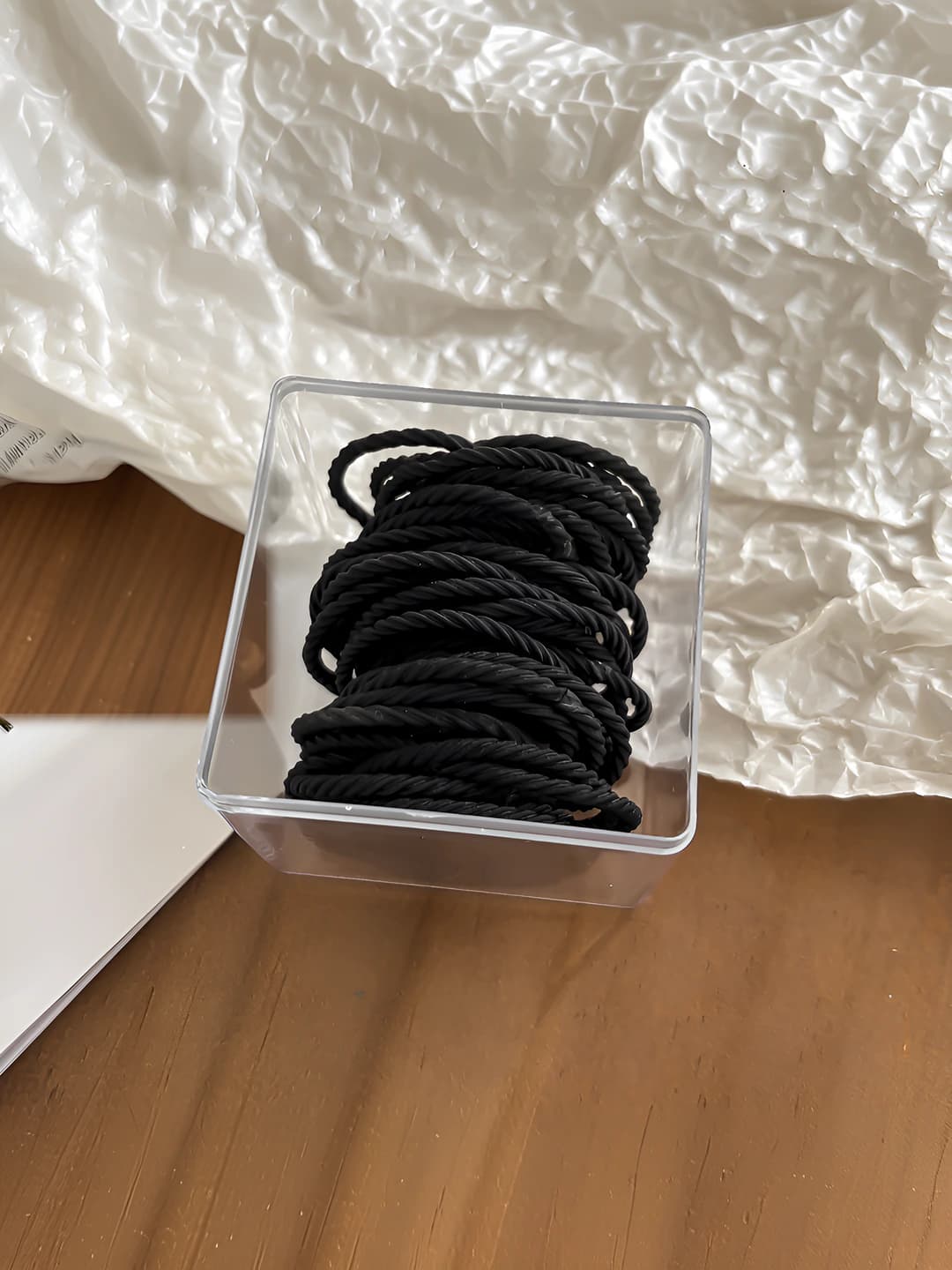 Black elastic rubber hair tie-50 pcs