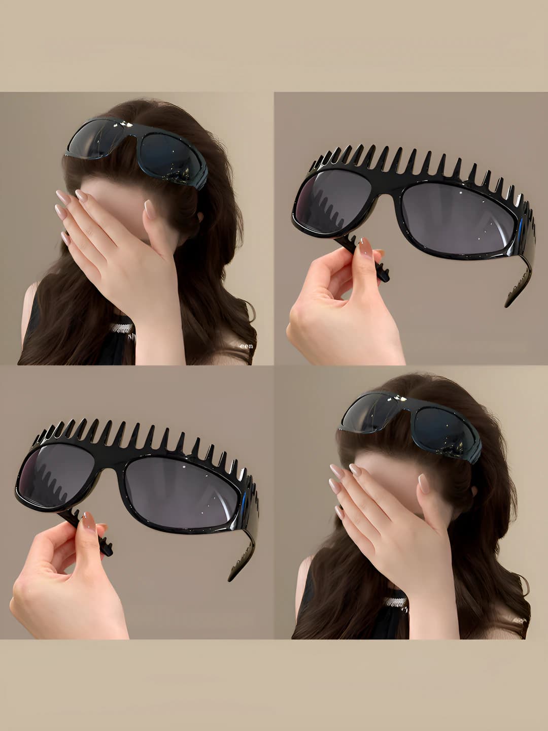 Women's black non-slip teeth headband, stylish and elegant