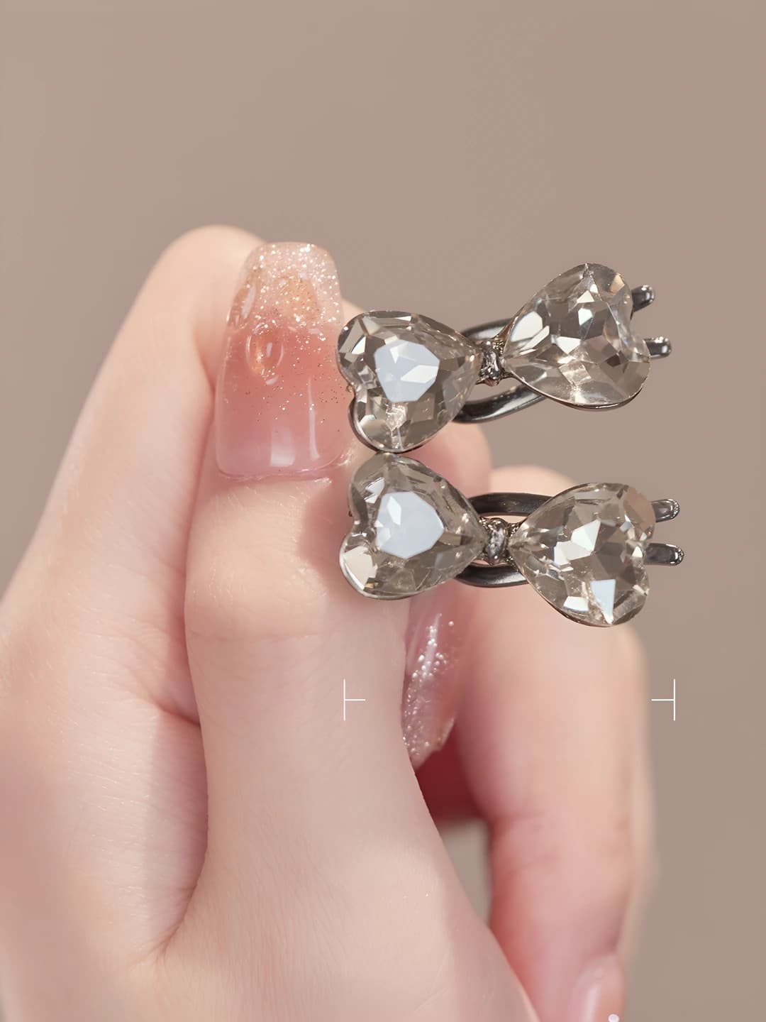 8# Clear zircon heart bow [2 pcs]
