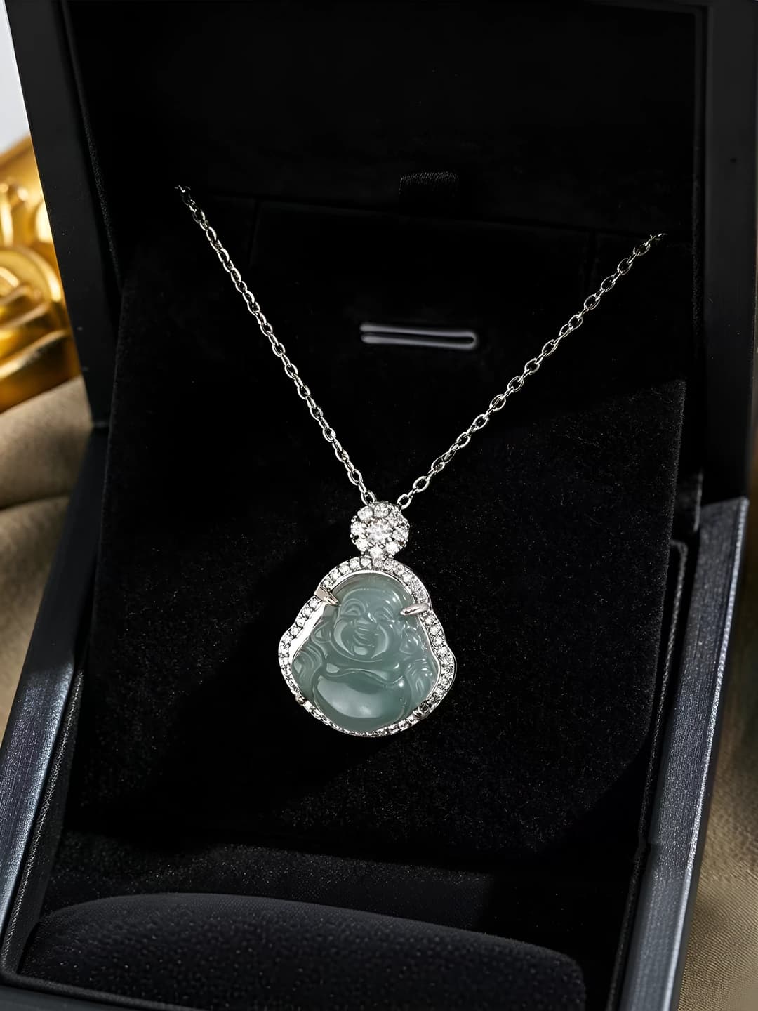 Buddha, blue-silver