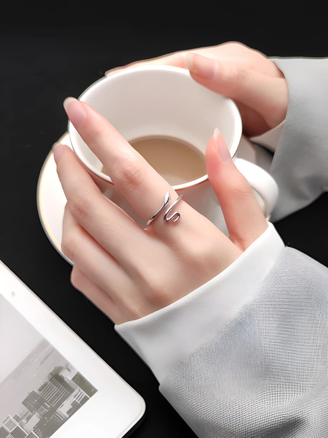 Women's ring in Korean style with snake design element, copper, open ring, electroplated