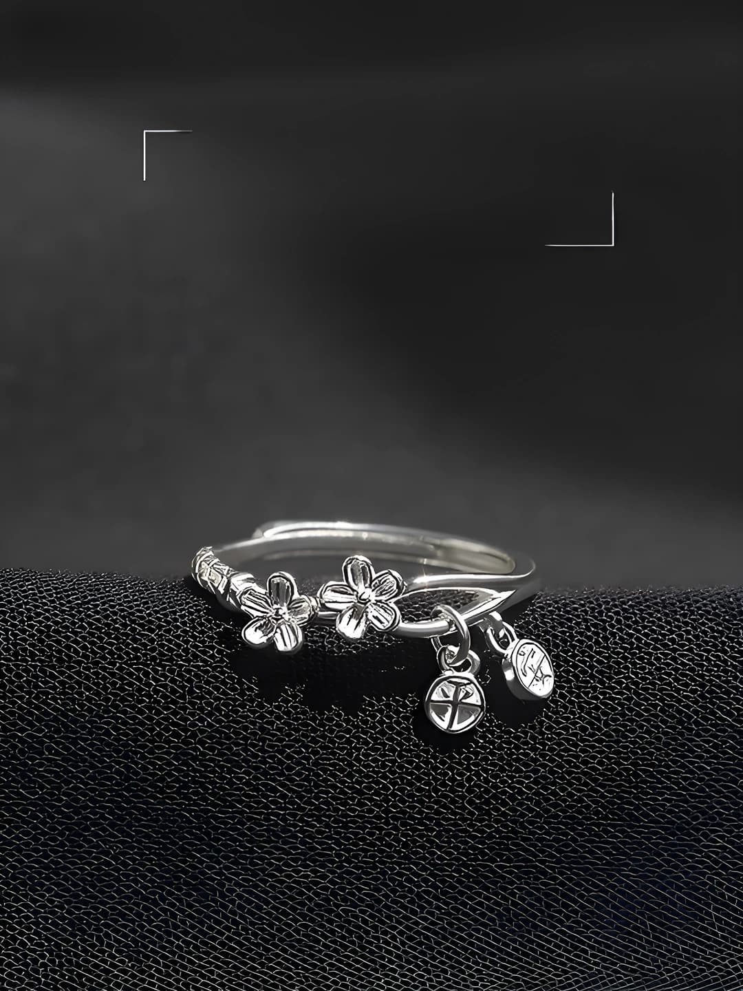 Women's 2026 open ring with floral design, copper and zircon, retro style