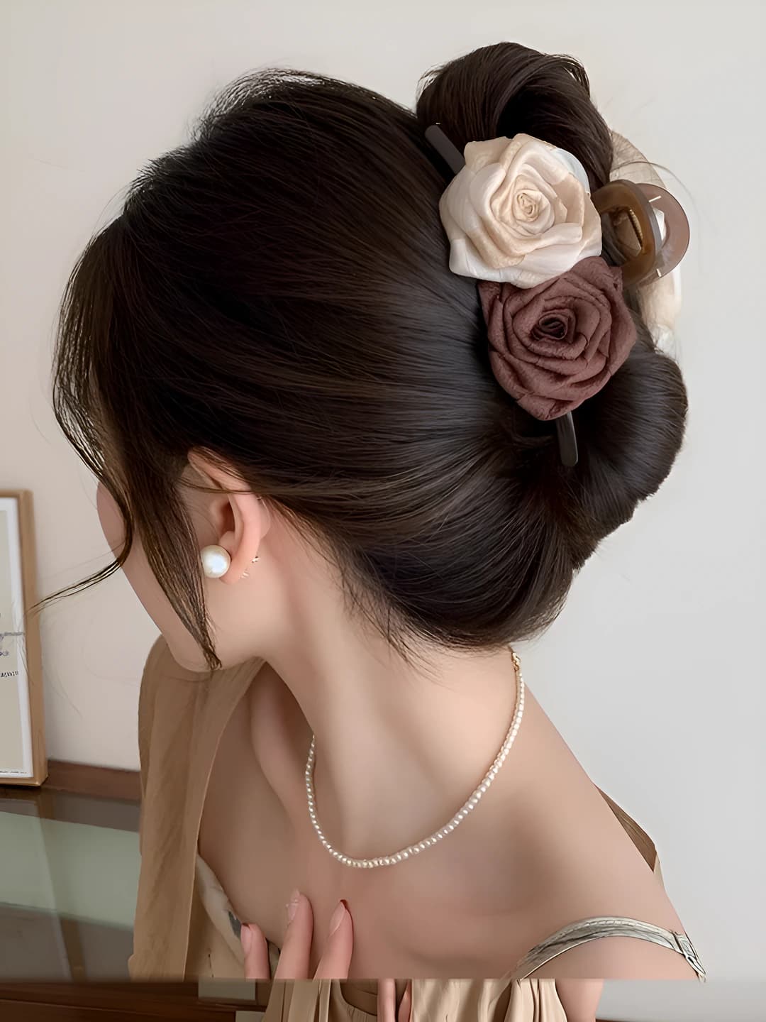 2# Молочный-кофейный сухая роза зажим 13cm