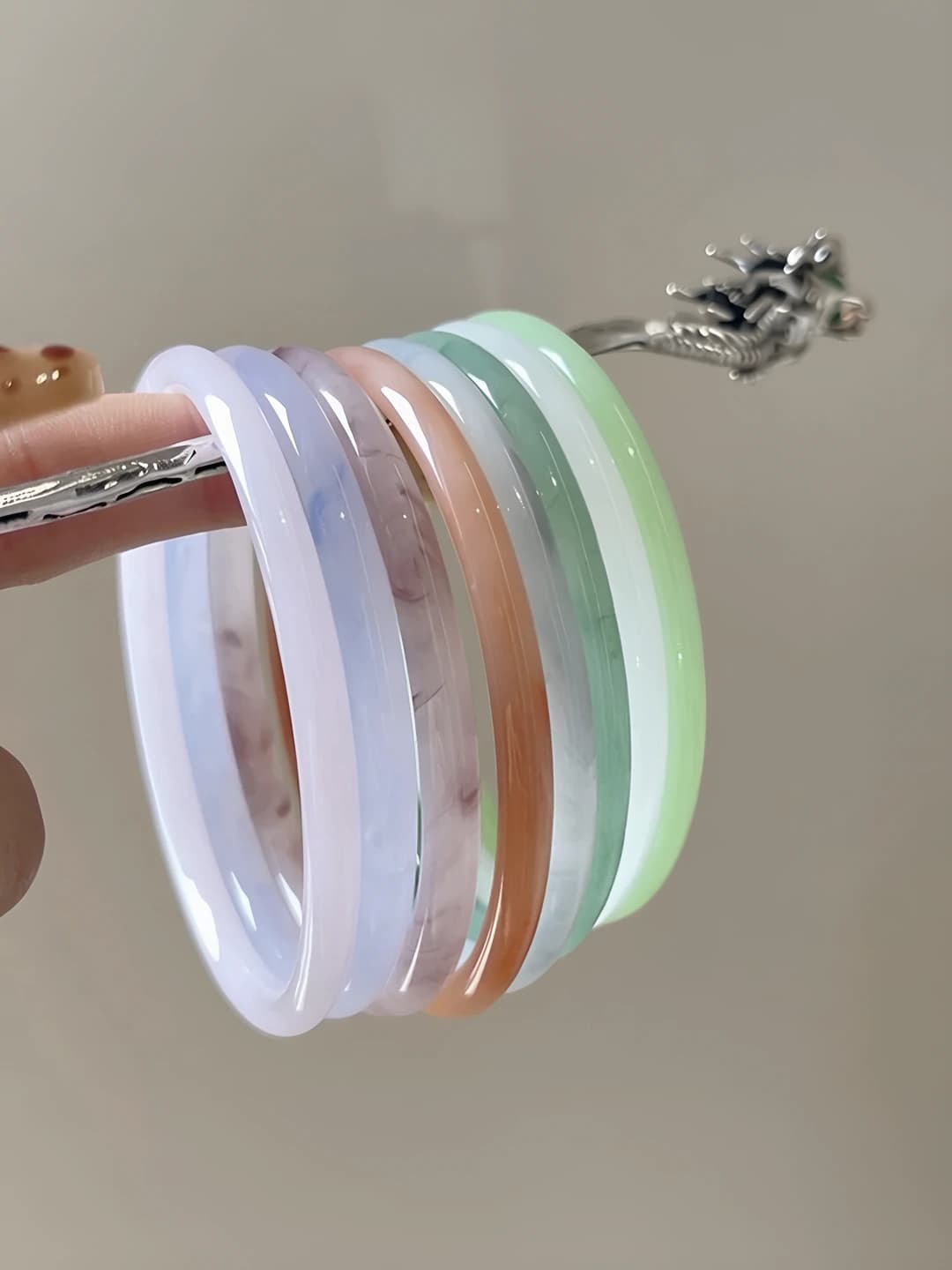 Women's glass bangle bracelet, 6mm, handmade, inner diameter 58mm and 62mm, Korean-Japanese style
